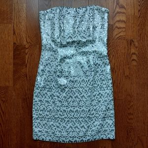 Bedo - White Mini Sequins Strapless Dress